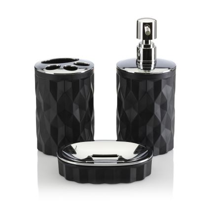 Bathroom set REINA 5 pcs black/shiny chrome