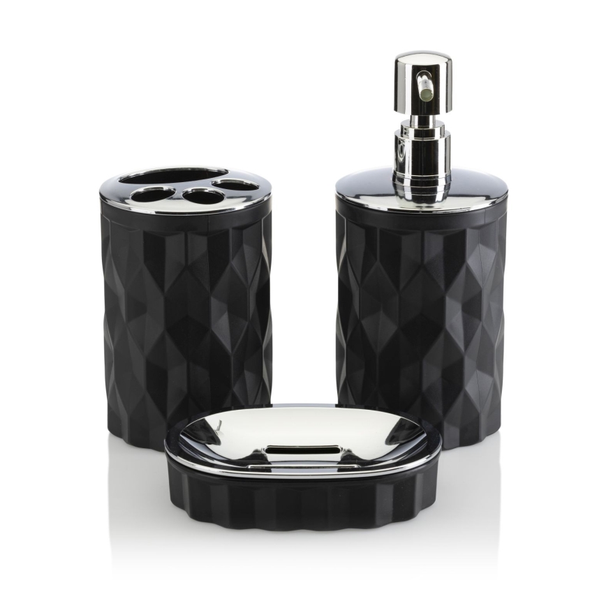 Bathroom set REINA 5 pcs black/shiny chrome