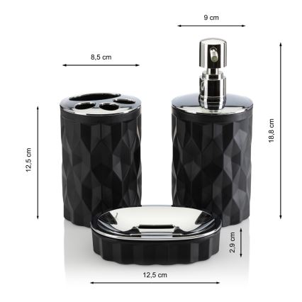 Bathroom set REINA 5 pcs black/shiny chrome
