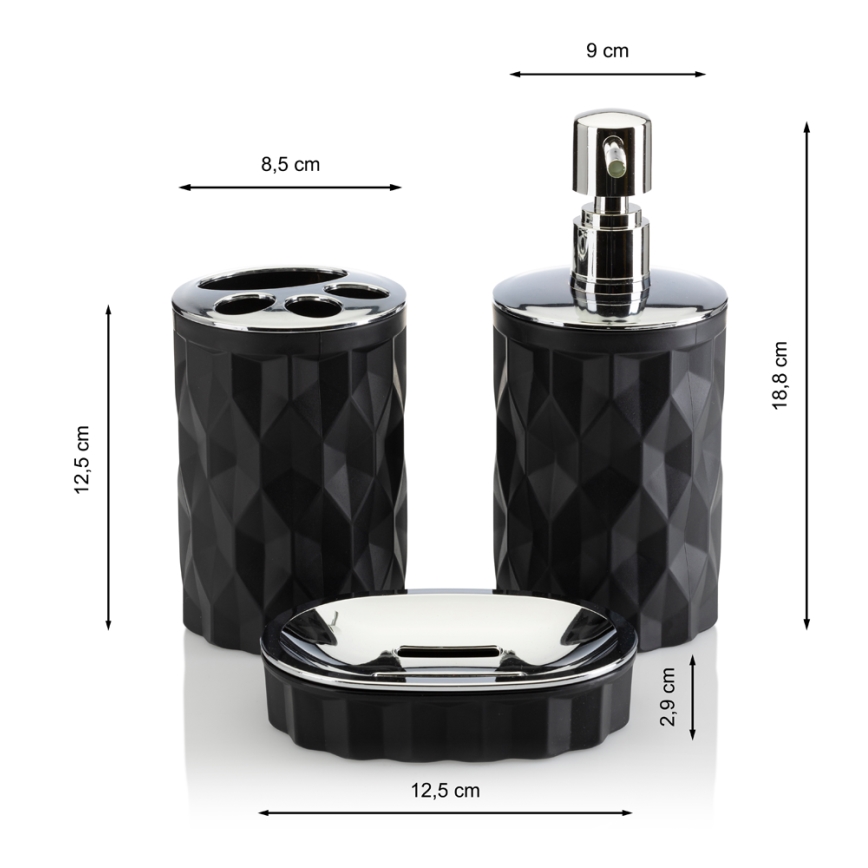 Bathroom set REINA 5 pcs black/shiny chrome