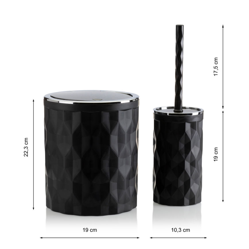 Bathroom set REINA 5 pcs black/shiny chrome