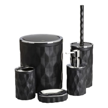 Bathroom set REINA 5 pcs black/shiny chrome