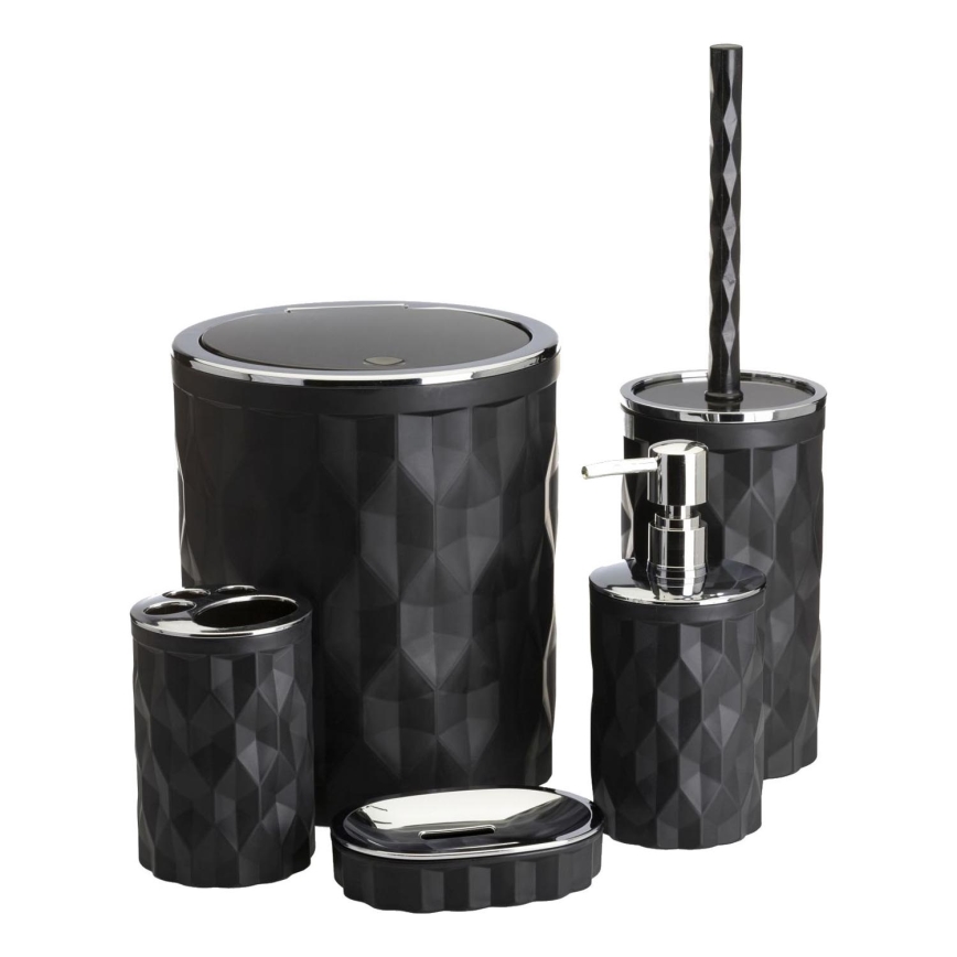 Bathroom set REINA 5 pcs black/shiny chrome