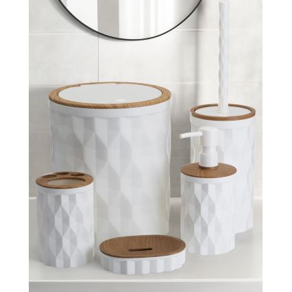 Bathroom set REINA 5 pcs white/brown