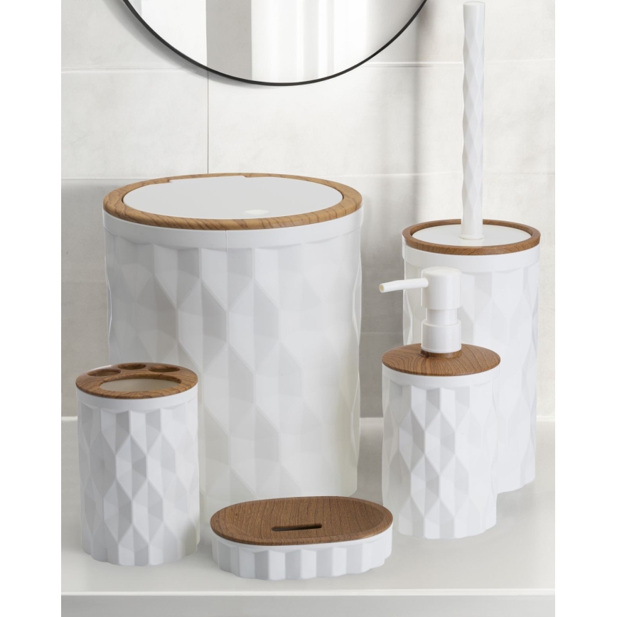 Bathroom set REINA 5 pcs white/brown