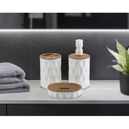 Bathroom set REINA 5 pcs white/brown