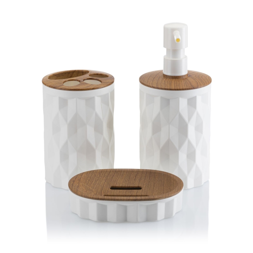 Bathroom set REINA 5 pcs white/brown