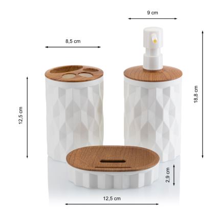Bathroom set REINA 5 pcs white/brown