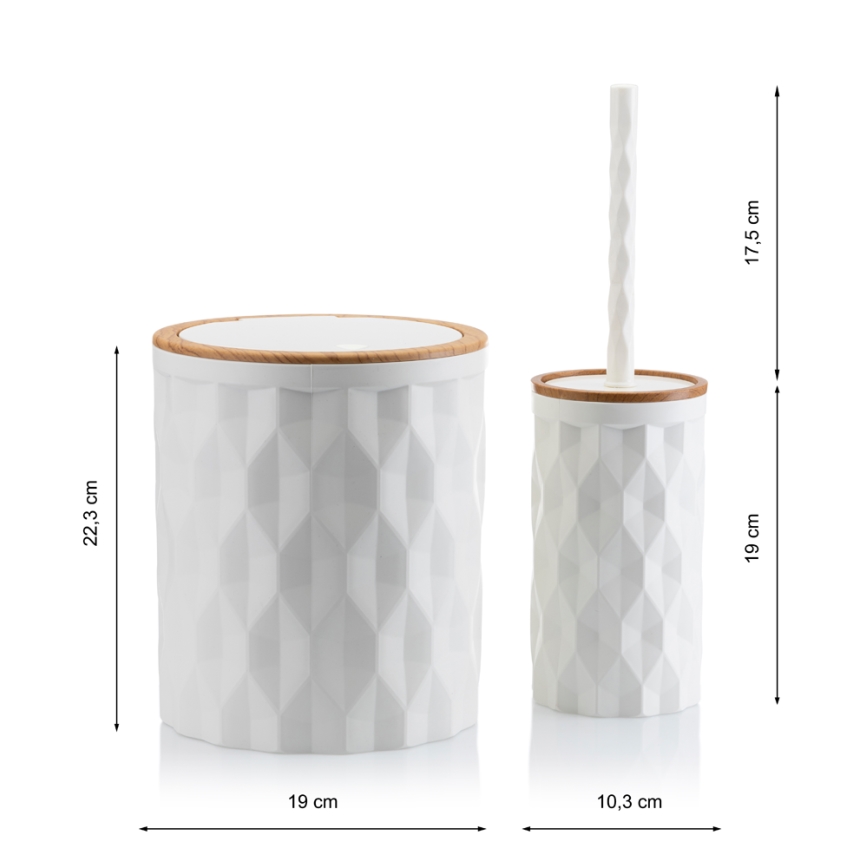 Bathroom set REINA 5 pcs white/brown