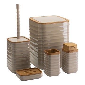 Bathroom set WAVE 5 pcs beige/brown