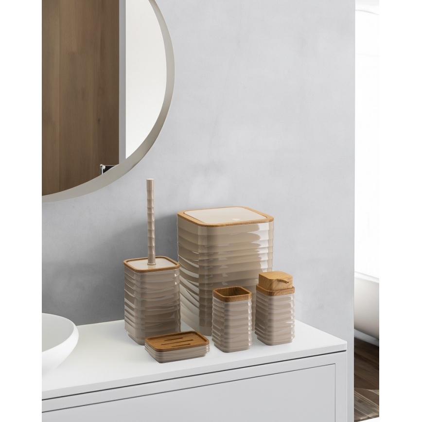 Bathroom set WAVE 5 pcs beige/brown