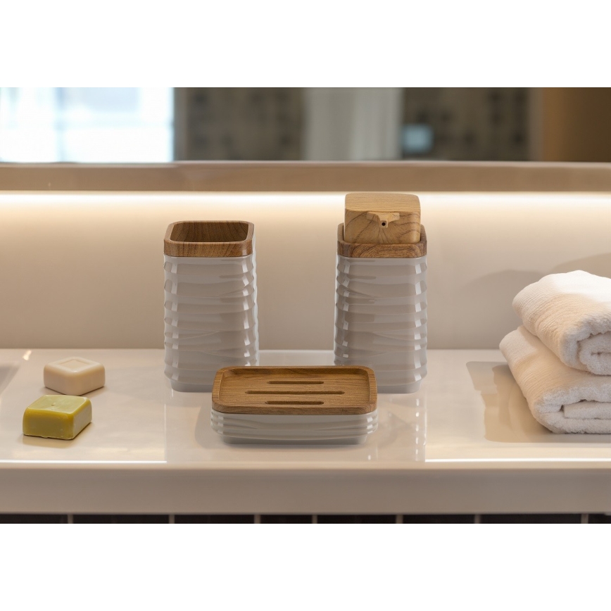 Bathroom set WAVE 5 pcs beige/brown