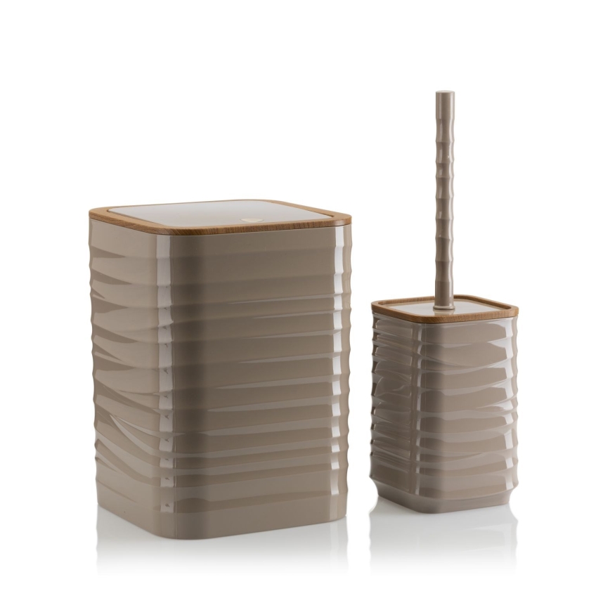 Bathroom set WAVE 5 pcs beige/brown