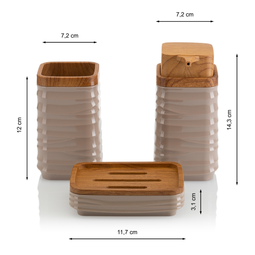 Bathroom set WAVE 5 pcs beige/brown