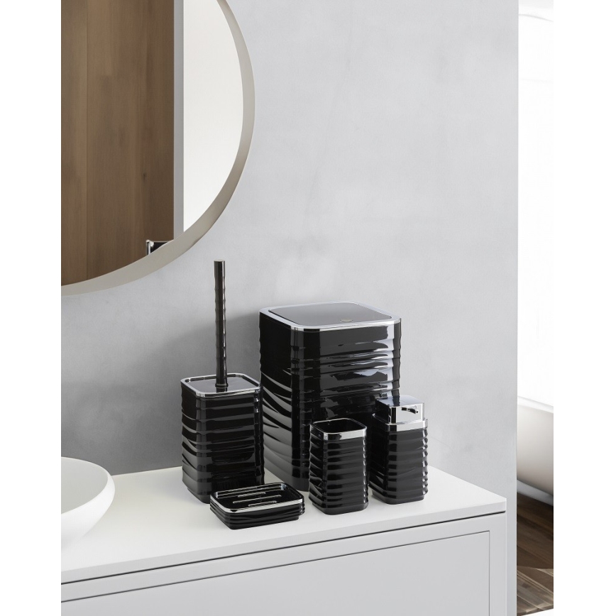 Bathroom set WAVE 5 pcs black/shiny chrome