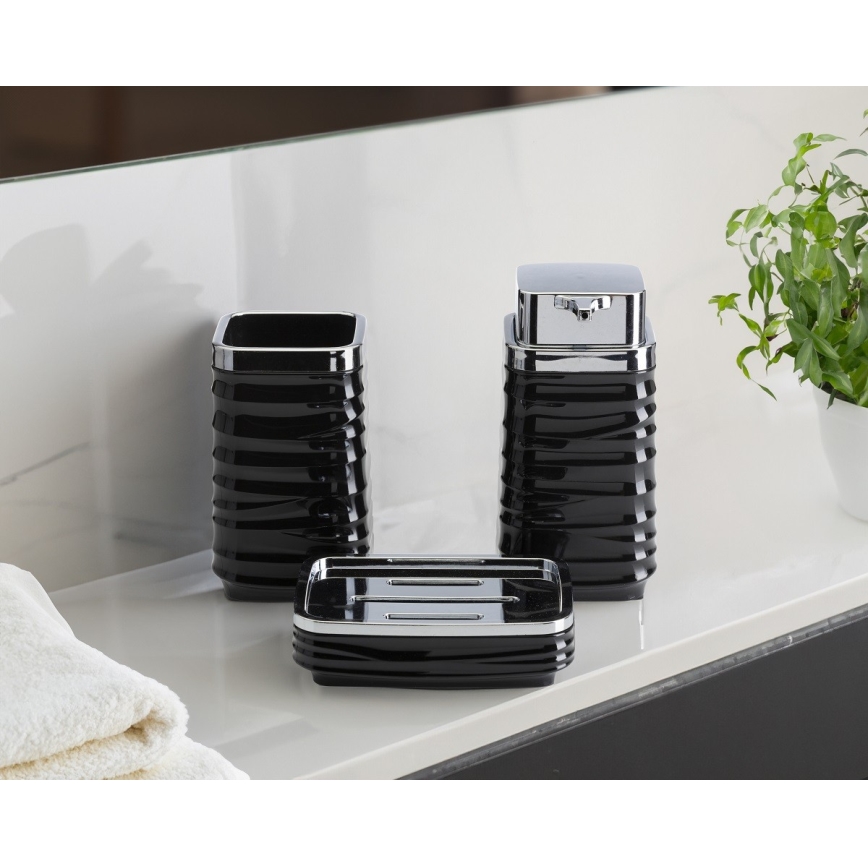 Bathroom set WAVE 5 pcs black/shiny chrome