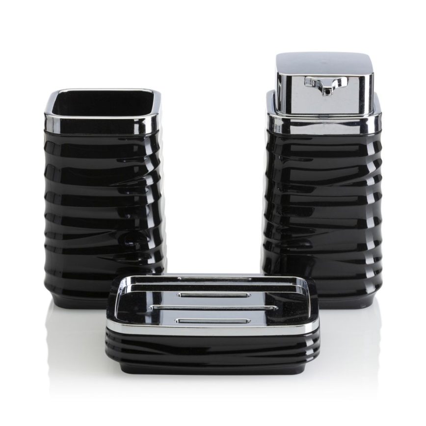 Bathroom set WAVE 5 pcs black/shiny chrome