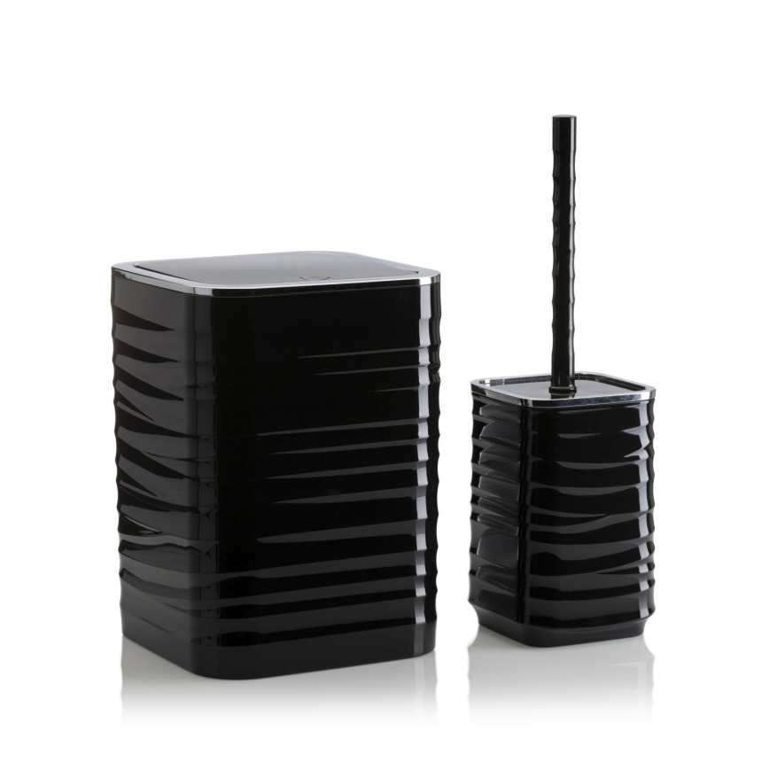 Bathroom set WAVE 5 pcs black/shiny chrome