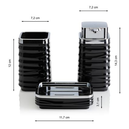 Bathroom set WAVE 5 pcs black/shiny chrome