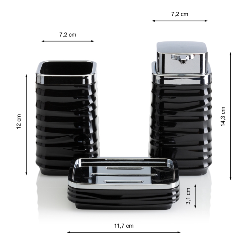 Bathroom set WAVE 5 pcs black/shiny chrome