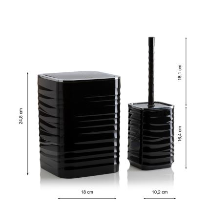 Bathroom set WAVE 5 pcs black/shiny chrome