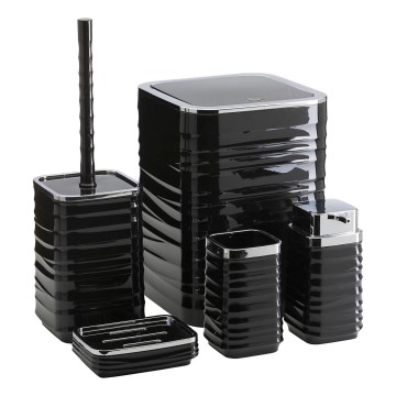 Bathroom set WAVE 5 pcs black/shiny chrome