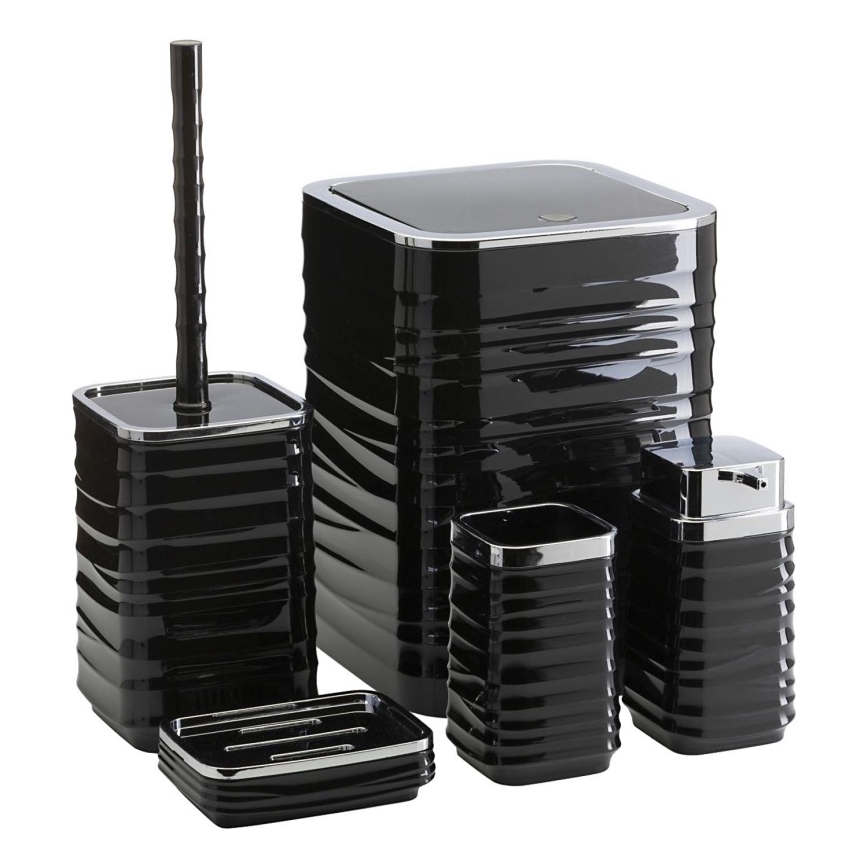 Bathroom set WAVE 5 pcs black/shiny chrome