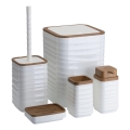 Bathroom set WAVE 5 pcs white/brown