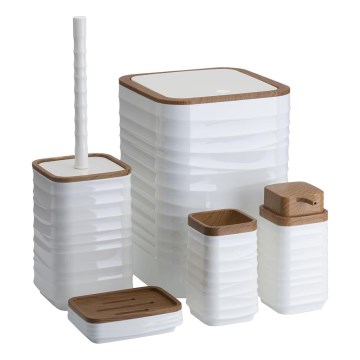 Bathroom set WAVE 5 pcs white/brown