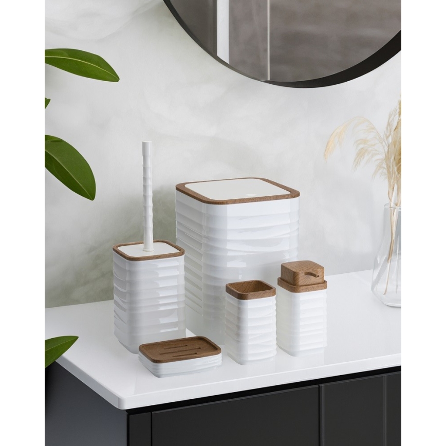 Bathroom set WAVE 5 pcs white/brown