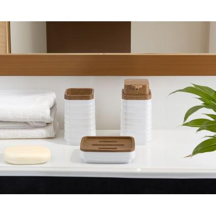 Bathroom set WAVE 5 pcs white/brown