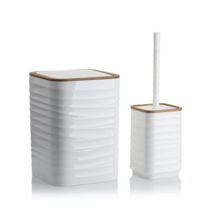 Bathroom set WAVE 5 pcs white/brown