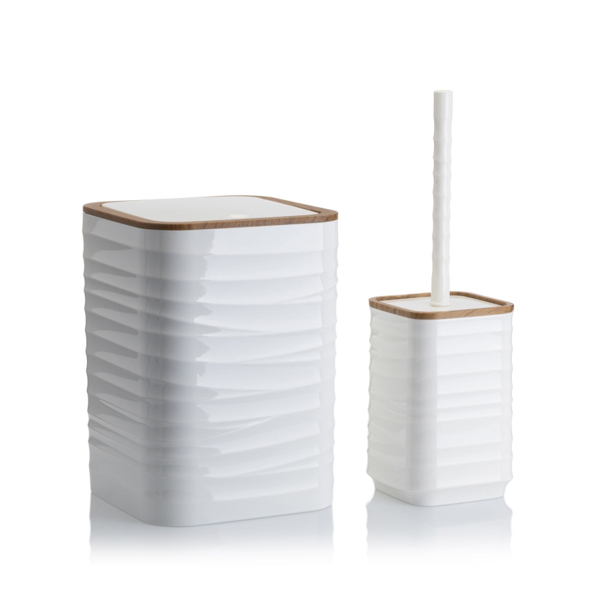 Bathroom set WAVE 5 pcs white/brown