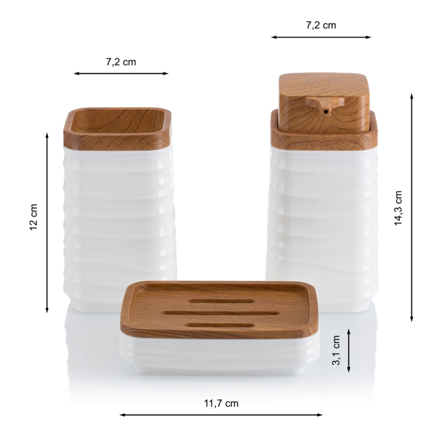 Bathroom set WAVE 5 pcs white/brown