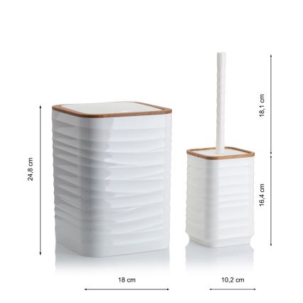 Bathroom set WAVE 5 pcs white/brown