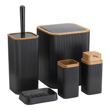 Bathroom set ZOYA 5 pcs black/brown