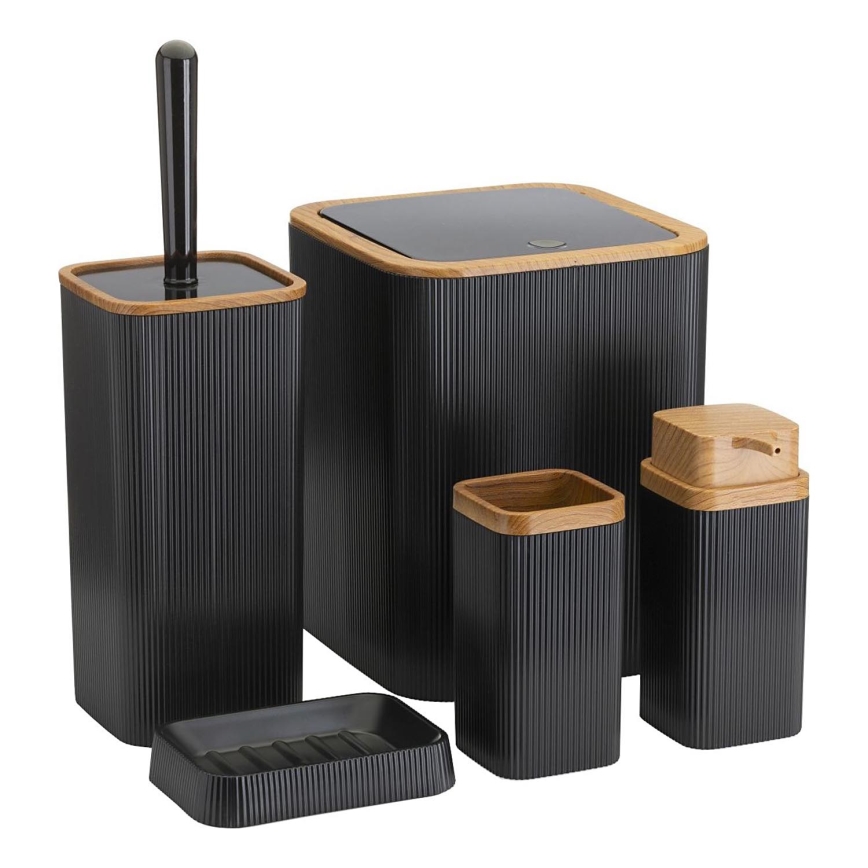Bathroom set ZOYA 5 pcs black/brown
