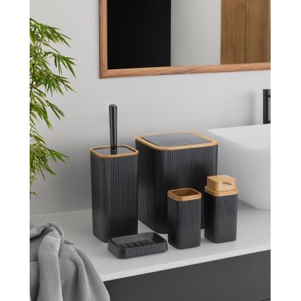 Bathroom set ZOYA 5 pcs black/brown