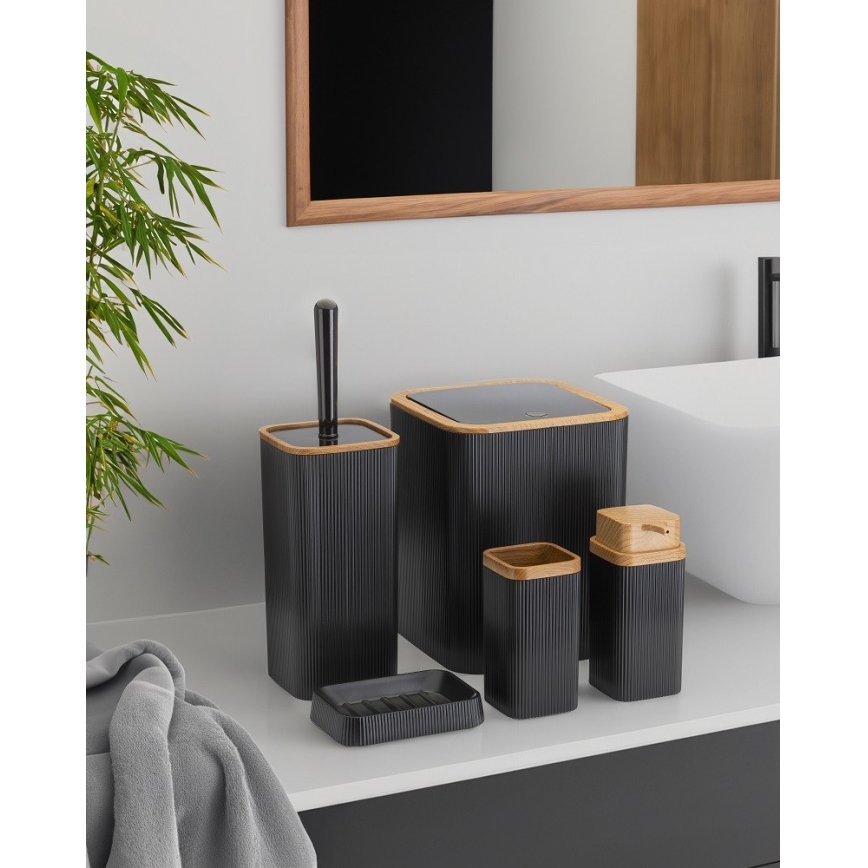 Bathroom set ZOYA 5 pcs black/brown