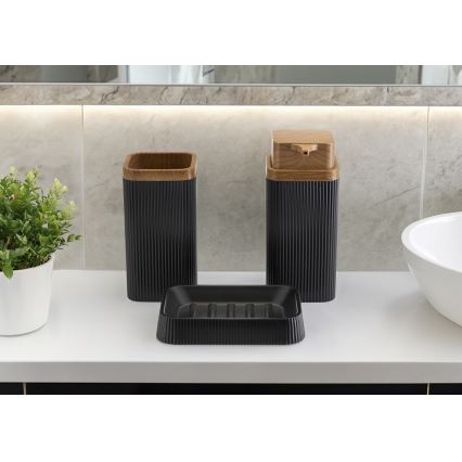 Bathroom set ZOYA 5 pcs black/brown