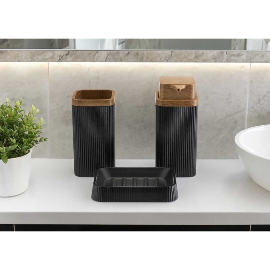 Bathroom set ZOYA 5 pcs black/brown