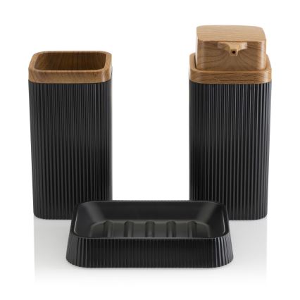 Bathroom set ZOYA 5 pcs black/brown