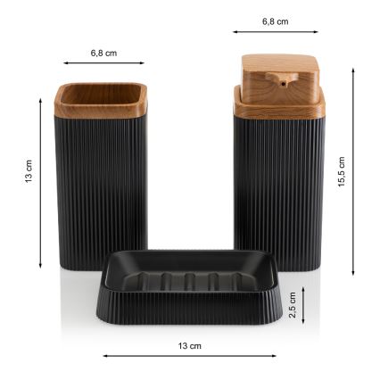 Bathroom set ZOYA 5 pcs black/brown