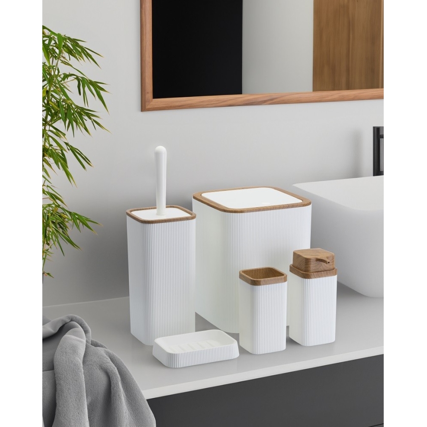 Bathroom set ZOYA 5 pcs white/brown