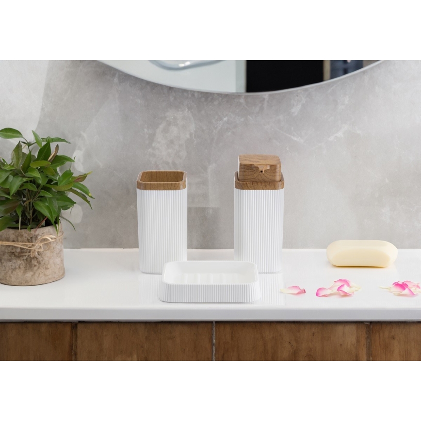 Bathroom set ZOYA 5 pcs white/brown