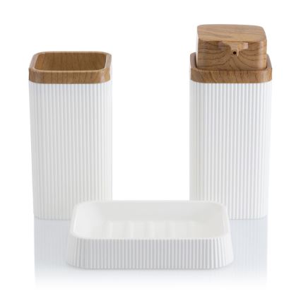 Bathroom set ZOYA 5 pcs white/brown