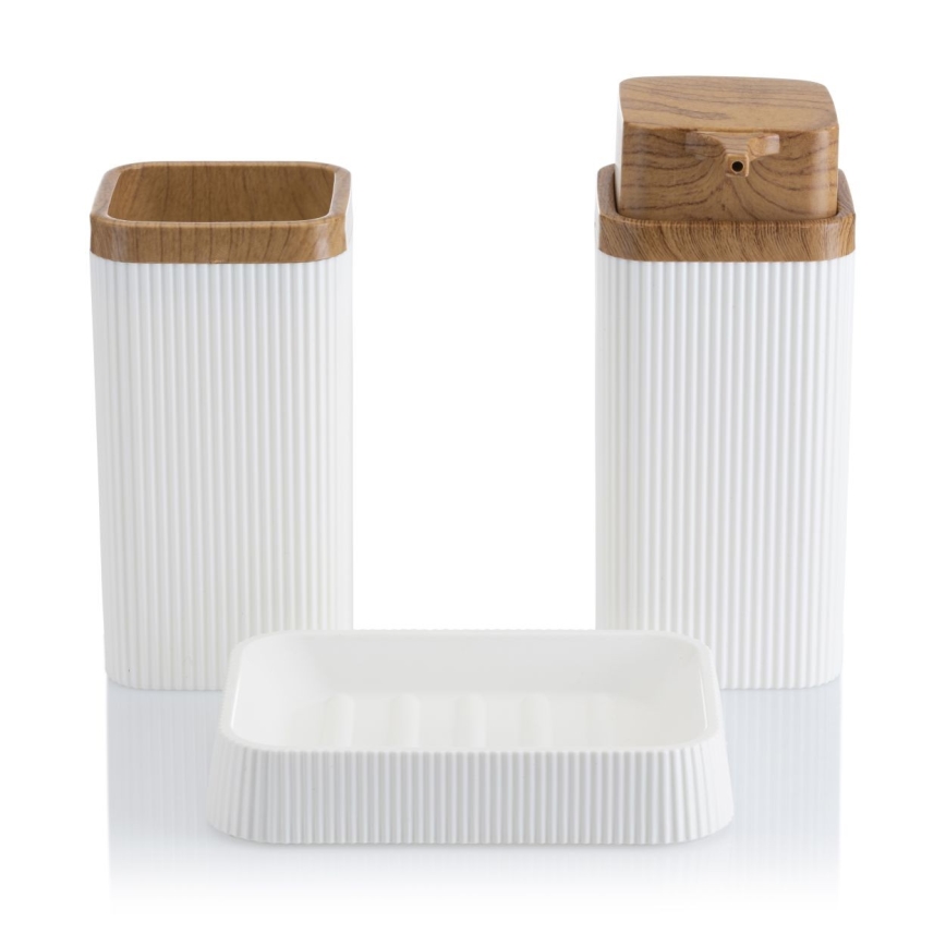 Bathroom set ZOYA 5 pcs white/brown