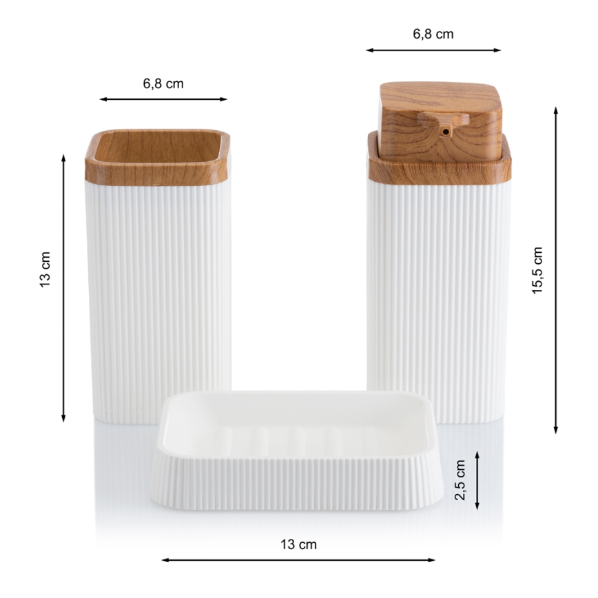 Bathroom set ZOYA 5 pcs white/brown