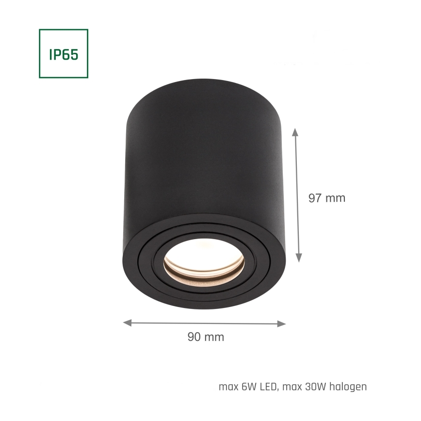 Bathroom spotlight CHLOE 1xGU10/30W/230V IP65 round black