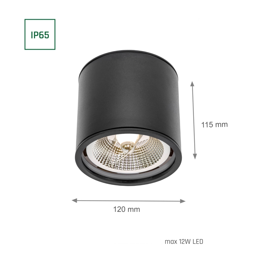 Bathroom spotlight CHLOE AR111 1xGU10/12W/230V IP65 round black